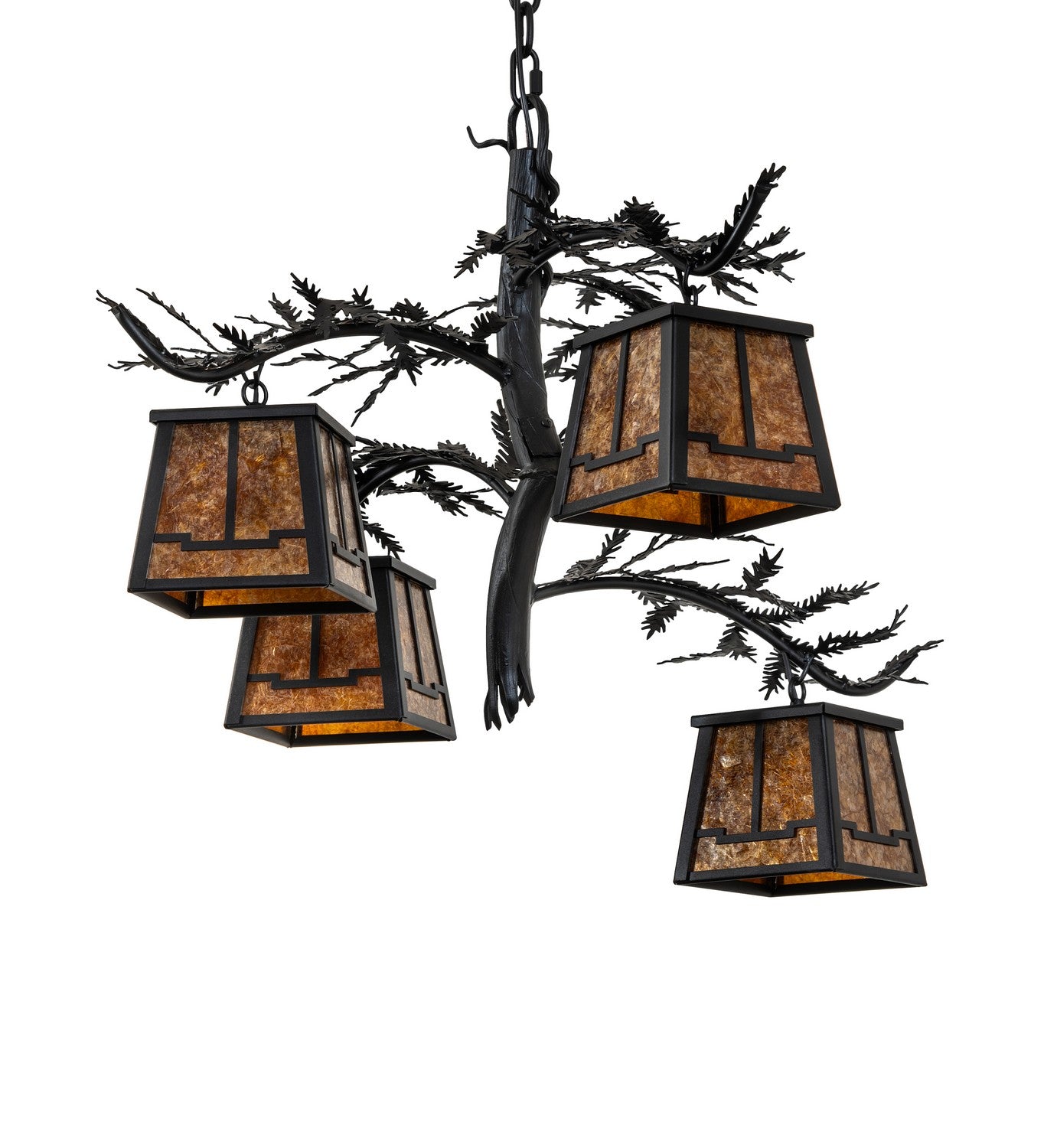 Meyda Tiffany - 270103 - Four Light Chandelier - Pine Branch - Textured Black