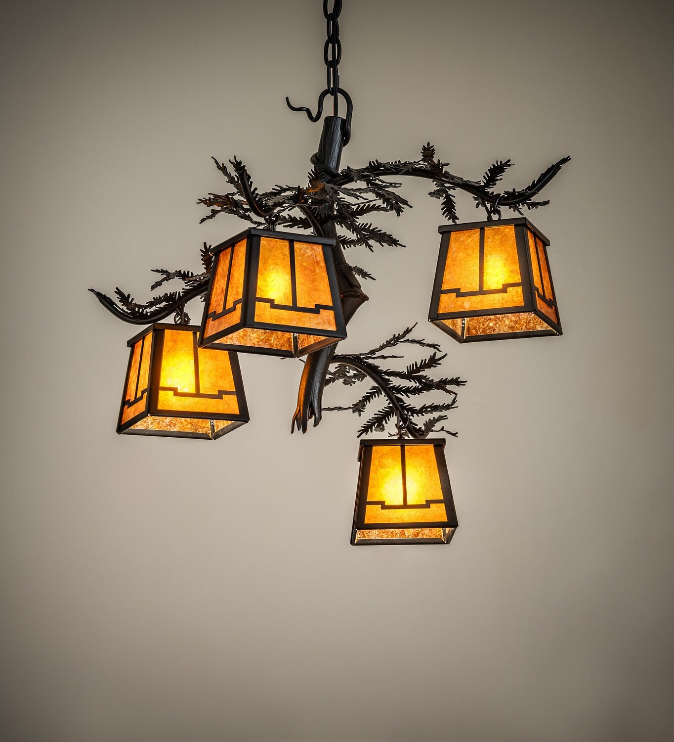 Meyda Tiffany - 270103 - Four Light Chandelier - Pine Branch - Textured Black