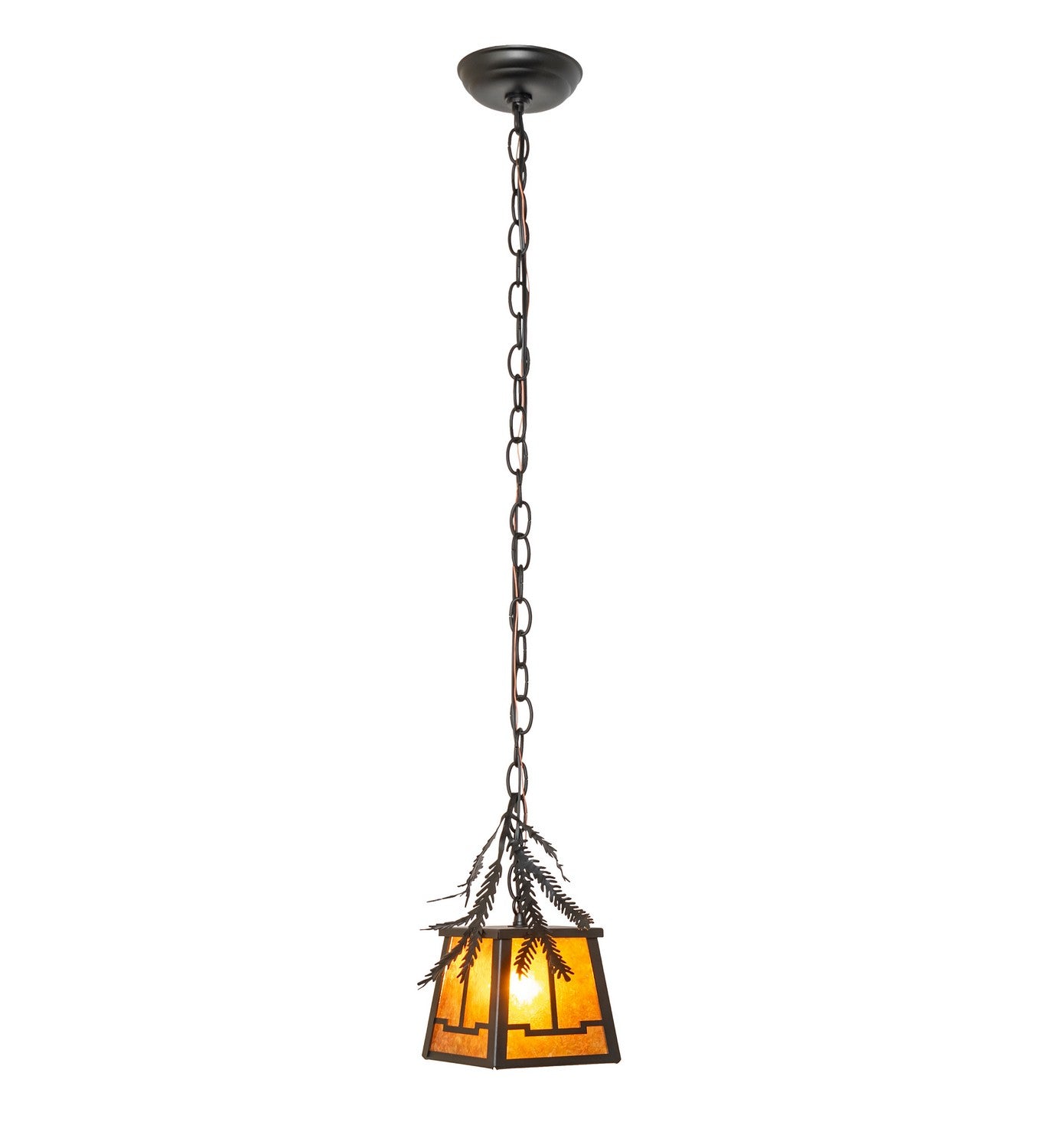 Meyda Tiffany - 270182 - One Light Mini Pendant - Pine Branch - Textured Black