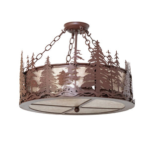 Meyda Tiffany - 274528 - Four Light Semi-Flushmount - Tall Pines - Rust