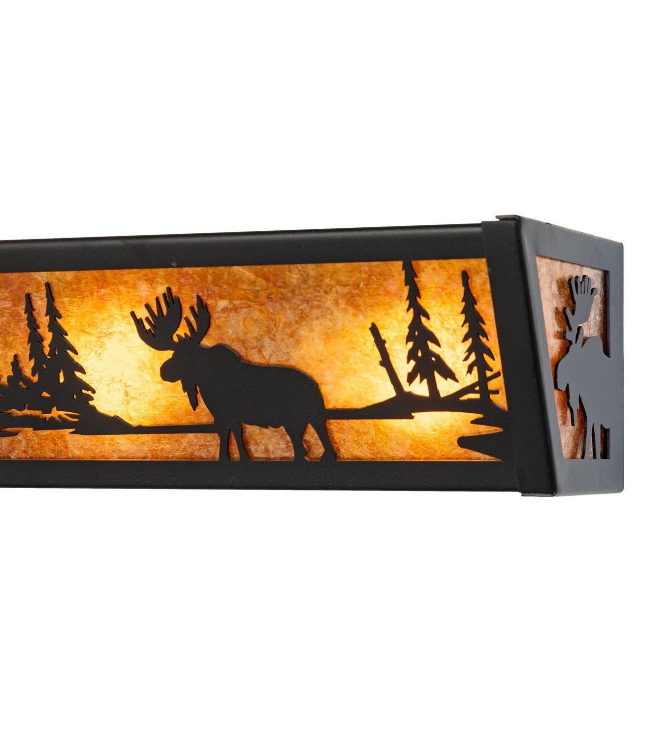 Meyda Tiffany - 30241 - Four Light Vanity - Moose At Lake - Textured Black