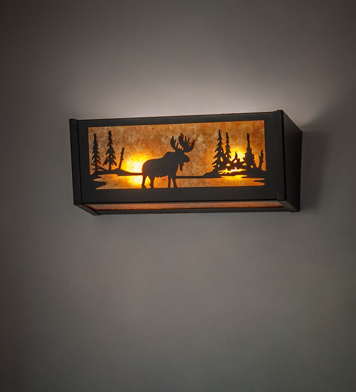 Meyda Tiffany - 270062 - Two Light Wall Sconce - Moose At Lake - Textured Black