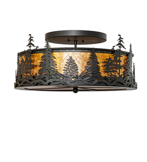 Meyda Tiffany - 270091 - Four Light Semi-Flushmount - Tall Pines - Textured Black