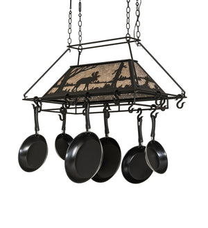 Meyda Tiffany - 273340 - Three Light Pot Rack - Moose At Lake - Textured Black