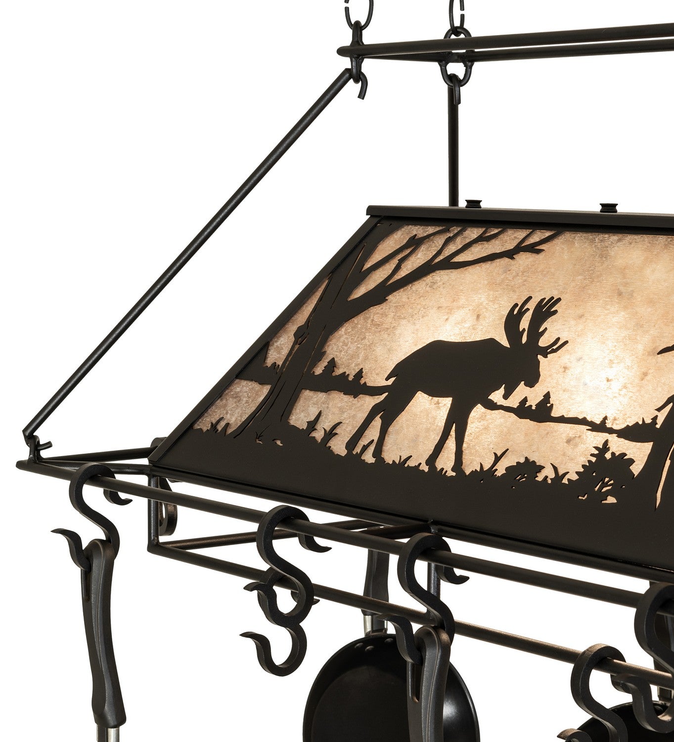 Meyda Tiffany - 273340 - Three Light Pot Rack - Moose At Lake - Textured Black