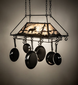 Meyda Tiffany - 273340 - Three Light Pot Rack - Moose At Lake - Textured Black