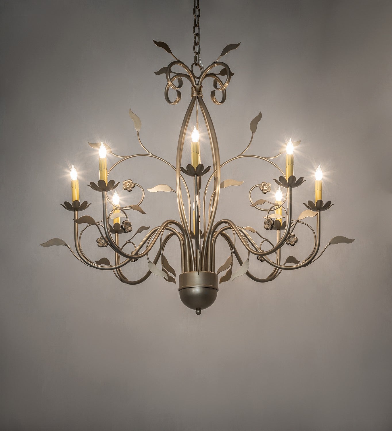 Meyda Tiffany - 273536 - Eight Light Chandelier - Bordeaux - Satin Titanium Gold