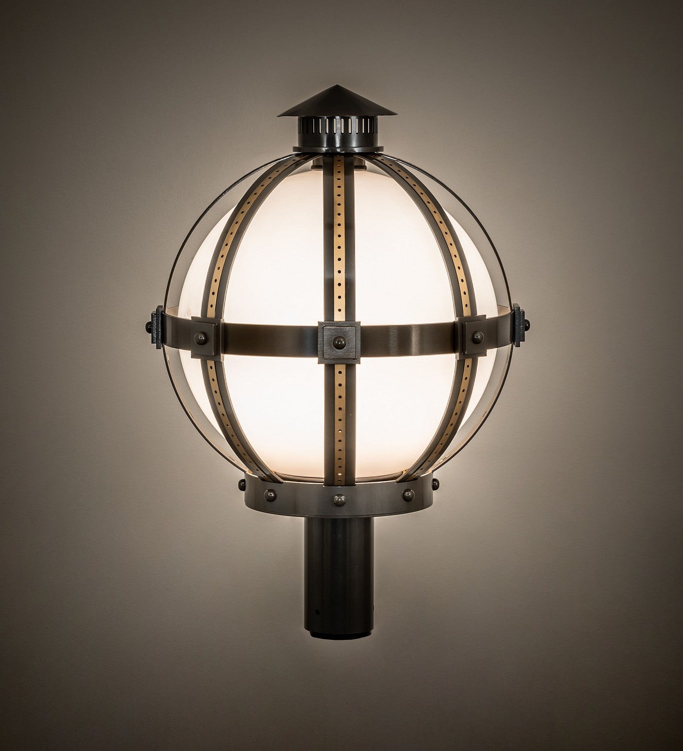 Meyda Tiffany - 274447 - One Light Post Mount - Orbital - ExtOil Rubbed Bronze & Goldtastic