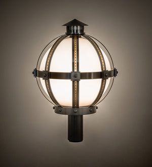 Meyda Tiffany - 274447 - One Light Post Mount - Orbital - ExtOil Rubbed Bronze & Goldtastic