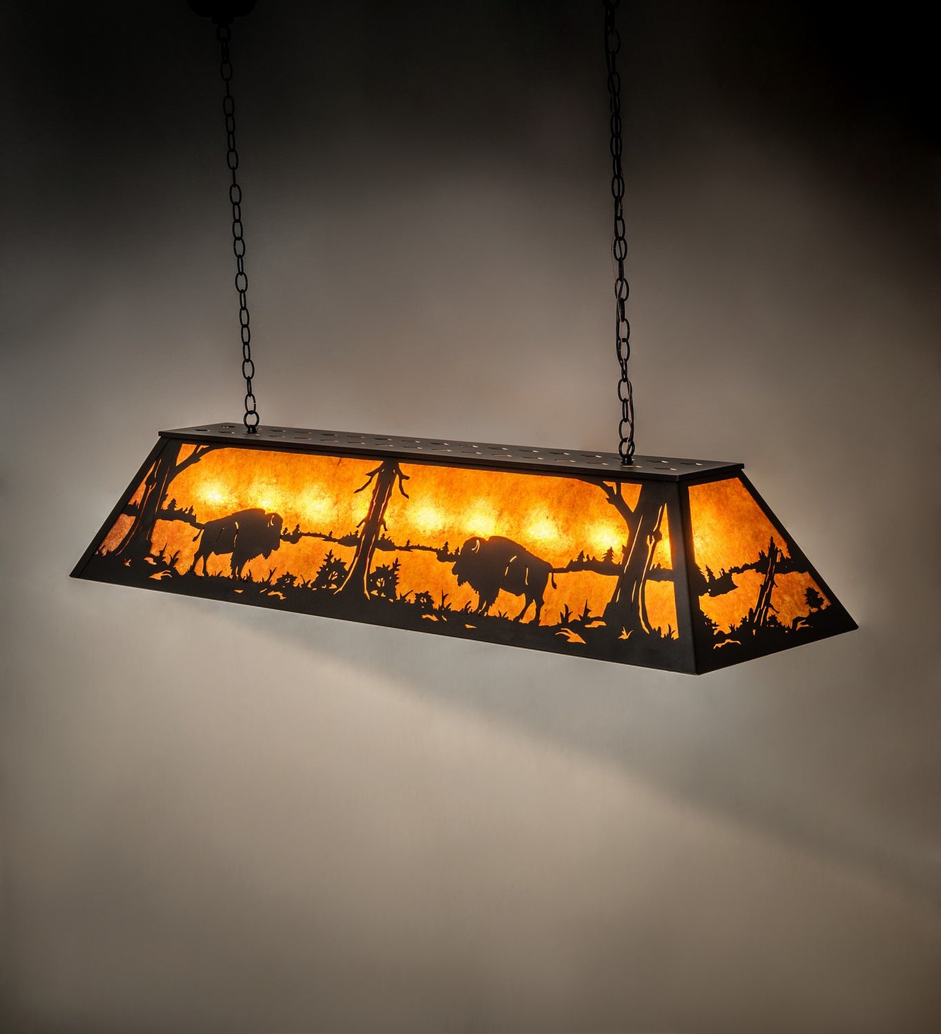 Meyda Tiffany - 278162 - Nine Light Pendant - Buffalo At Lake - Textured Black