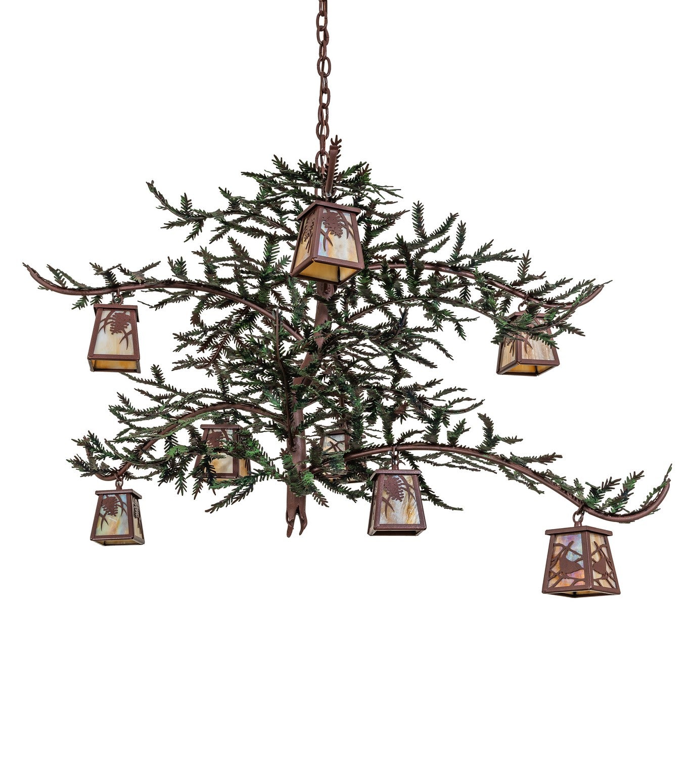 Meyda Tiffany - 269042 - Eight Light Chandelier - Pine Branch - Rust & Green Branches