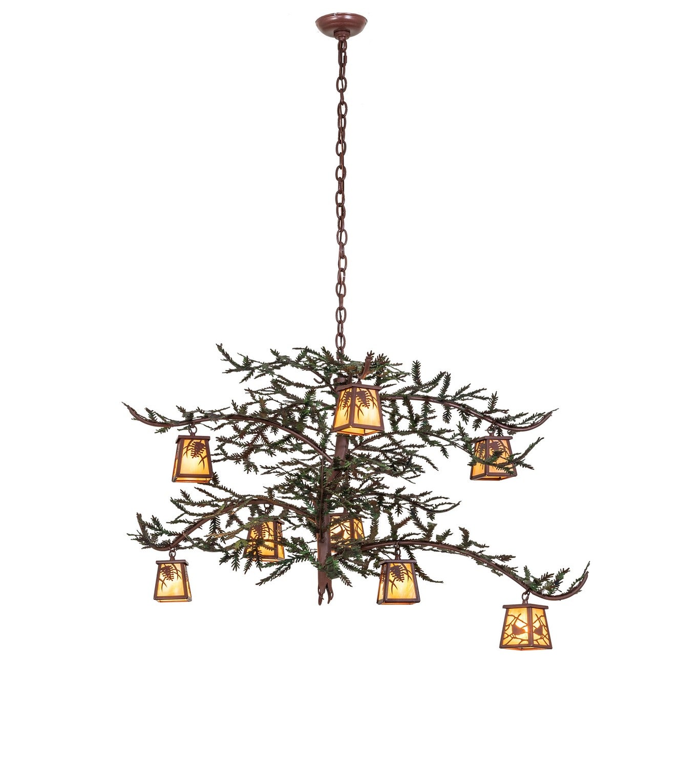 Meyda Tiffany - 269042 - Eight Light Chandelier - Pine Branch - Rust & Green Branches