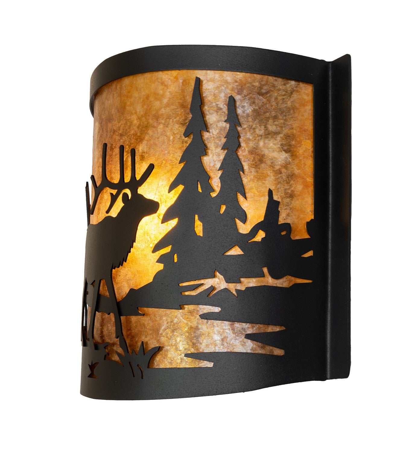 Meyda Tiffany - 270089 - LED Wall Sconce - Elk At Lake - Textured Black