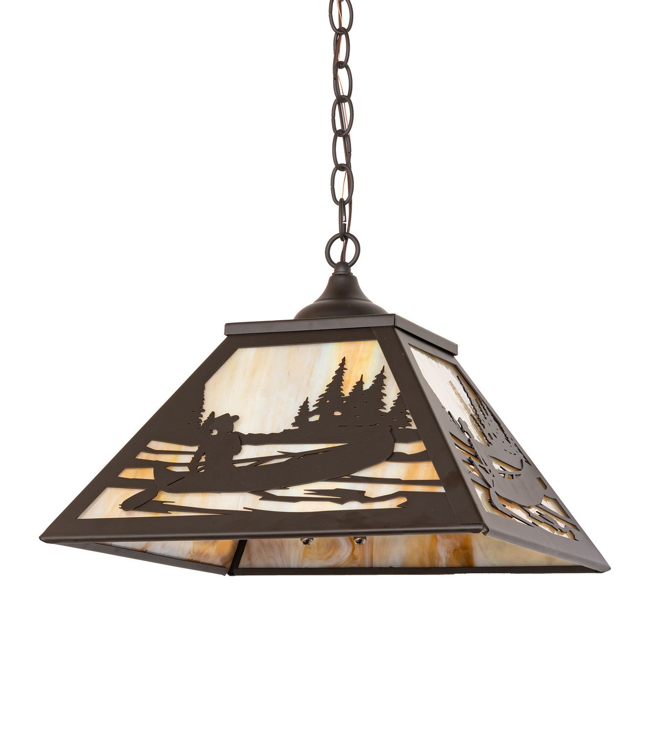 Meyda Tiffany - 277021 - Two Light Pendant - Canoe At Lake - Oil Rubbed Bronze