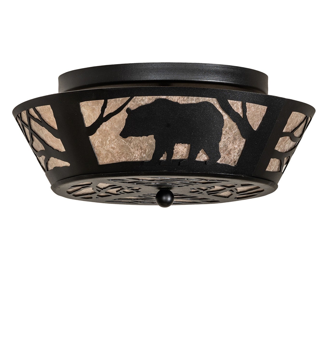 Meyda Tiffany - 65607 - Two Light Flushmount - Bear On The Loose - Textured Black