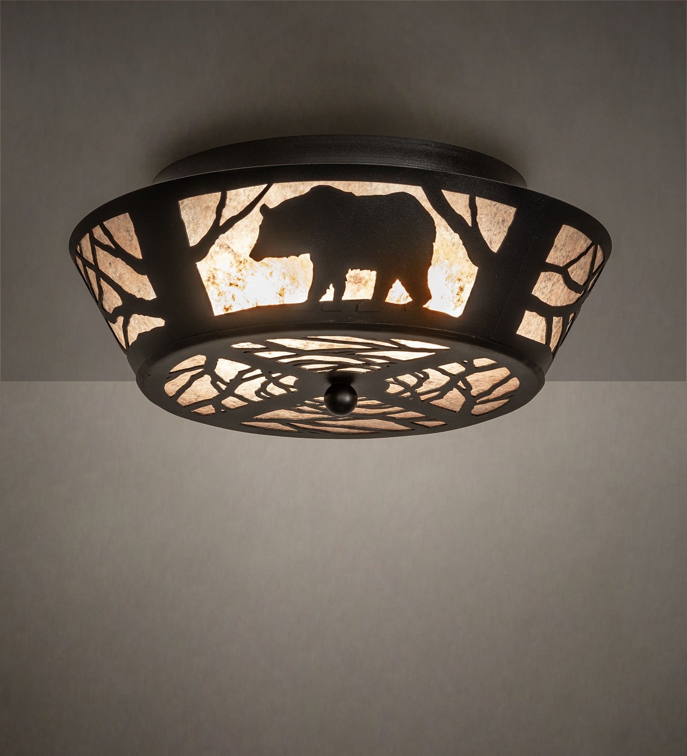 Meyda Tiffany - 65607 - Two Light Flushmount - Bear On The Loose - Textured Black