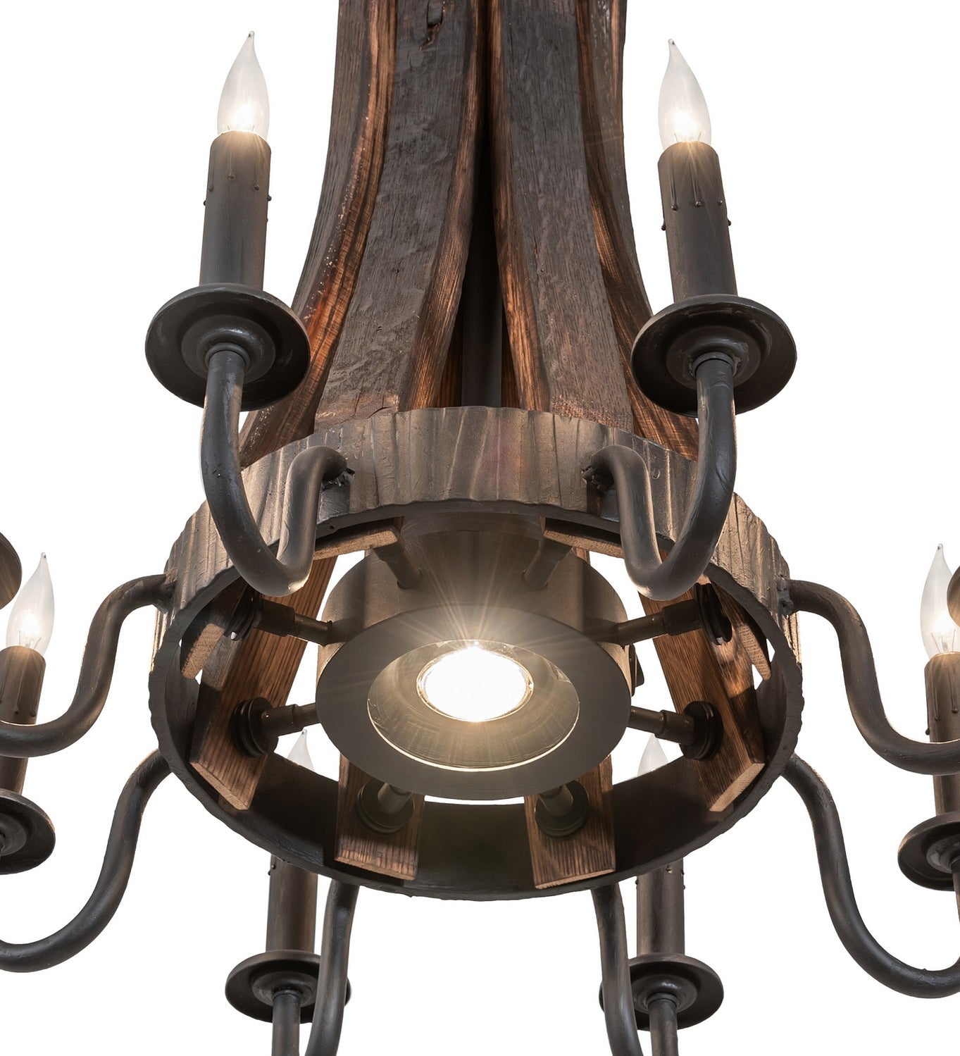 Meyda Tiffany - 270083 - Nine Light Chandelier - Barrel Stave - Costello Black/Charred Wood