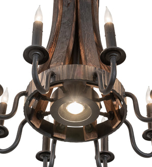 Meyda Tiffany - 270083 - Nine Light Chandelier - Barrel Stave - Costello Black/Charred Wood