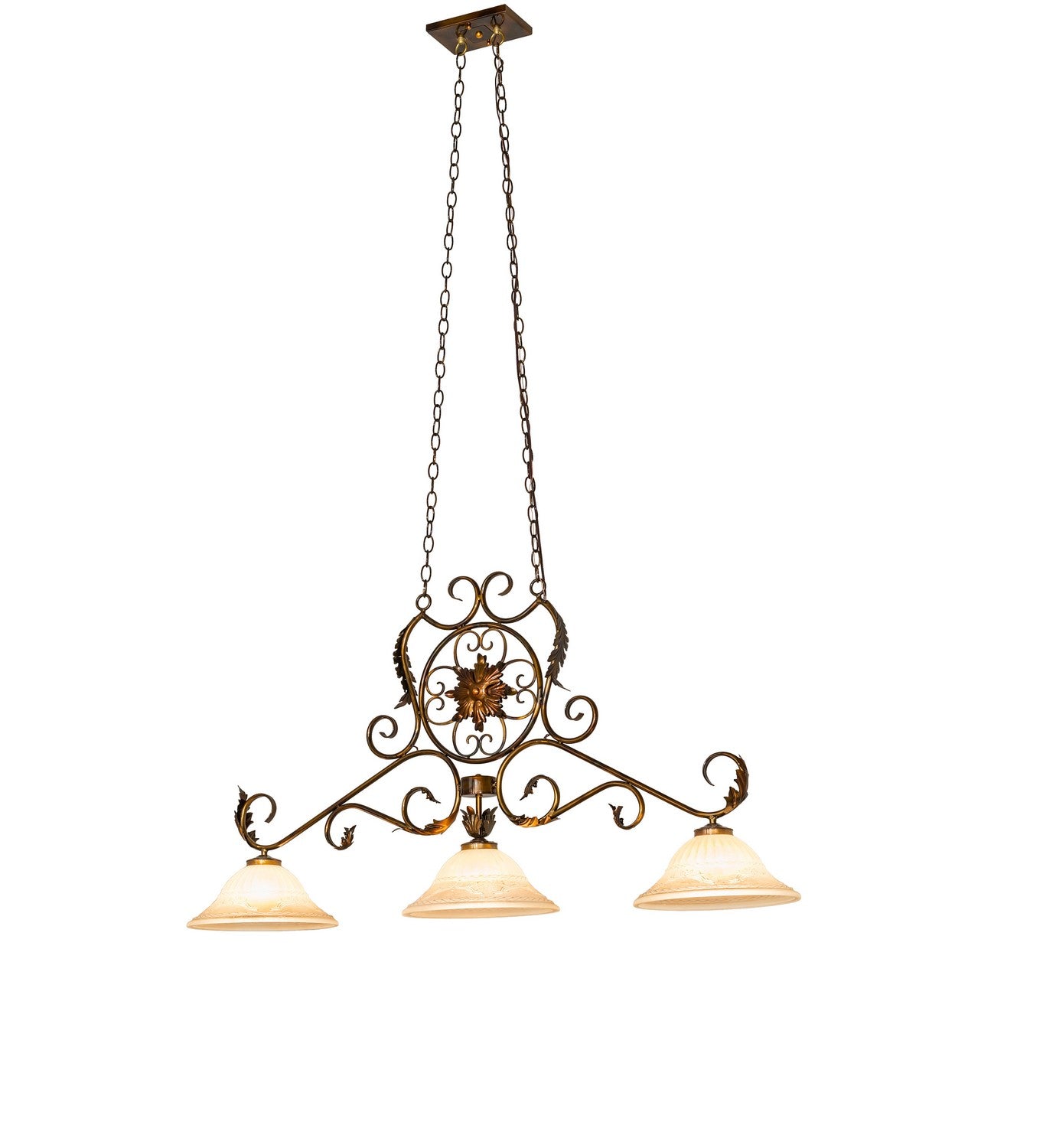 Meyda Tiffany - 276474 - Three Light Island Pendant - Christabel - Lt Burnished Transparent Gold