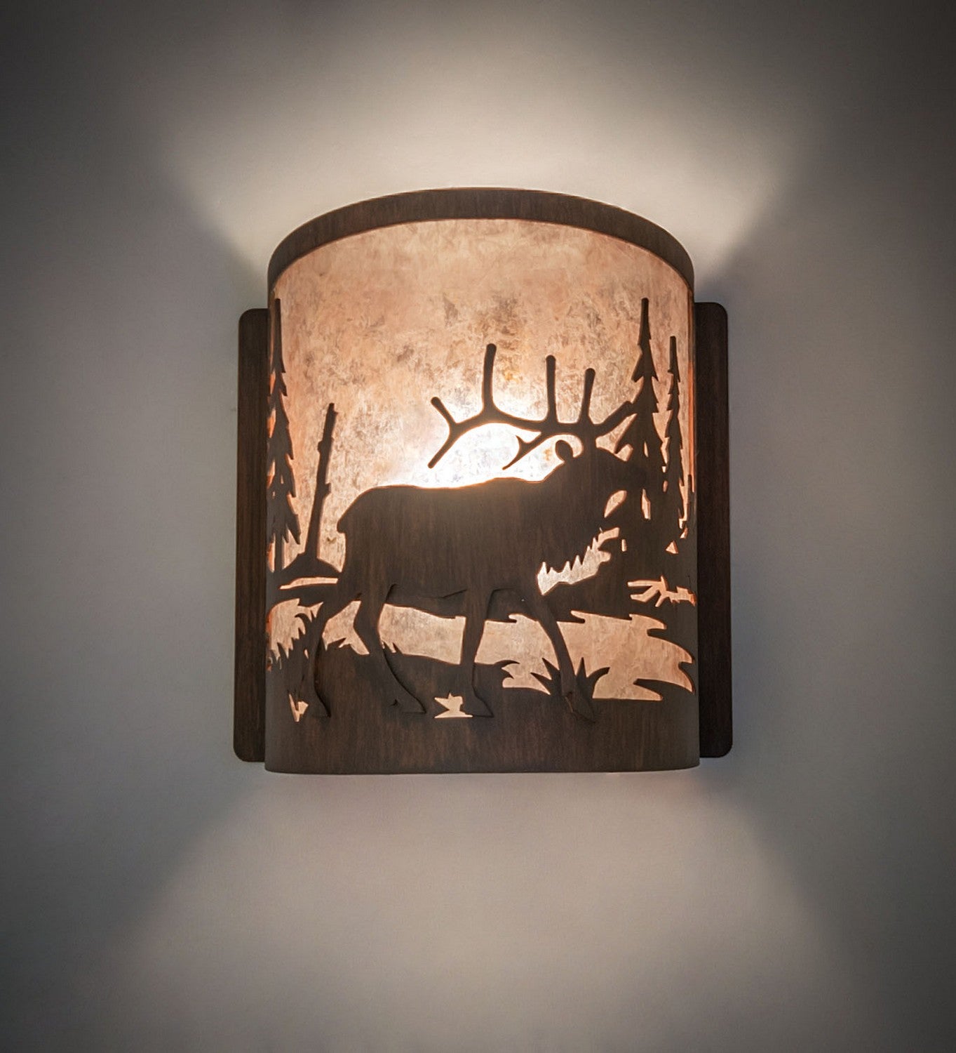 Meyda Tiffany - 277543 - One Light Wall Sconce - Elk At Lake - Driftwood Brown