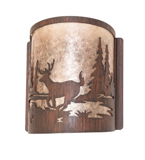 Meyda Tiffany - 277544 - One Light Wall Sconce - Deer At Lake - Driftwood Brown