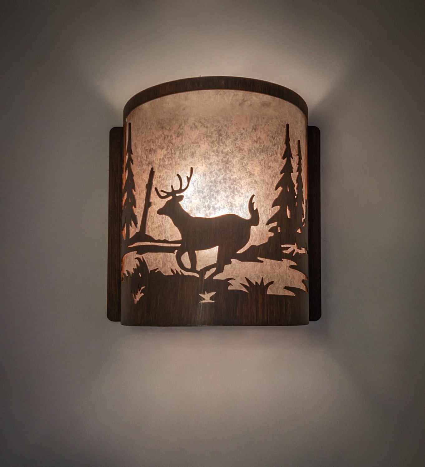 Meyda Tiffany - 277544 - One Light Wall Sconce - Deer At Lake - Driftwood Brown