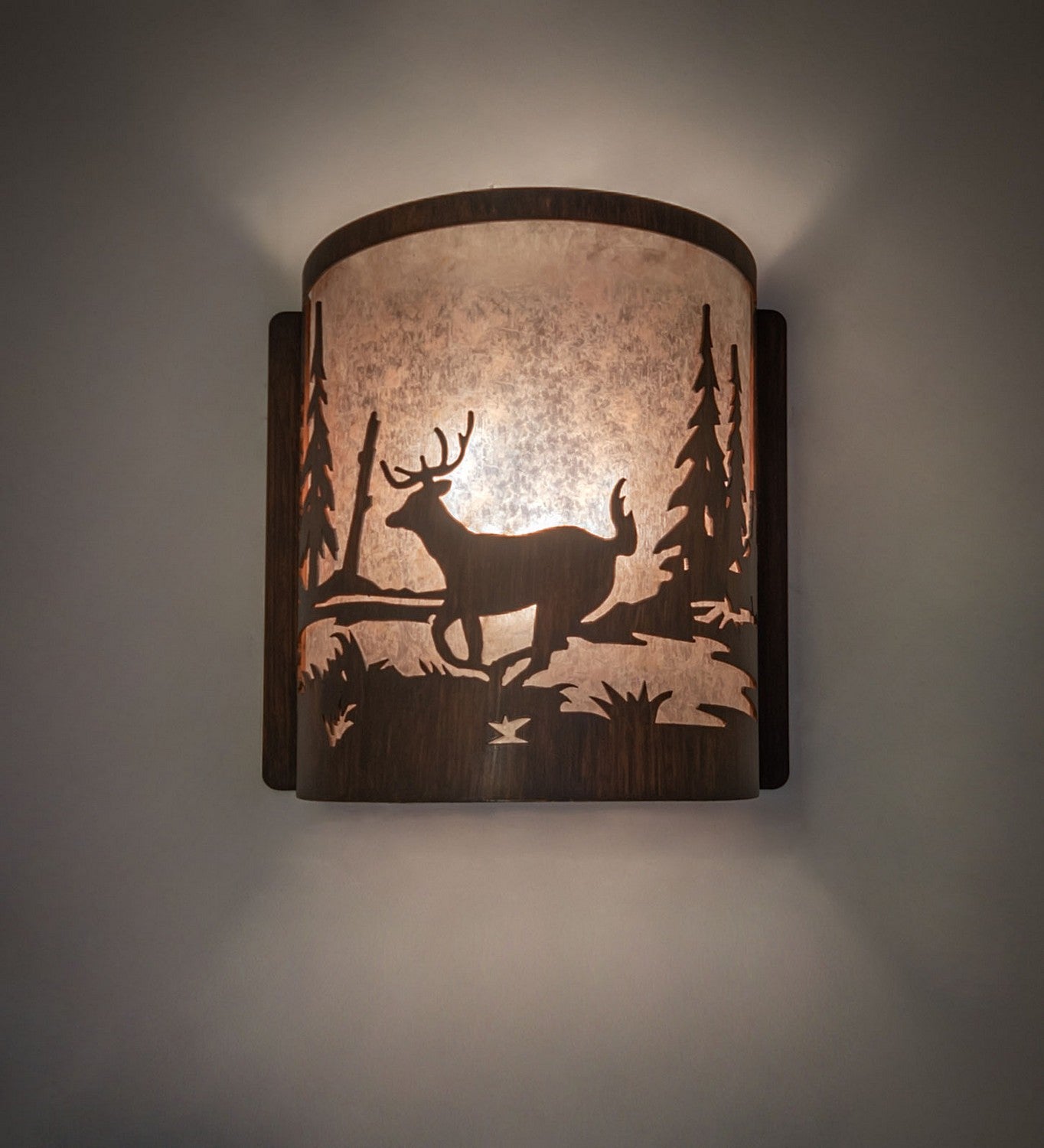 Meyda Tiffany - 277544 - One Light Wall Sconce - Deer At Lake - Driftwood Brown