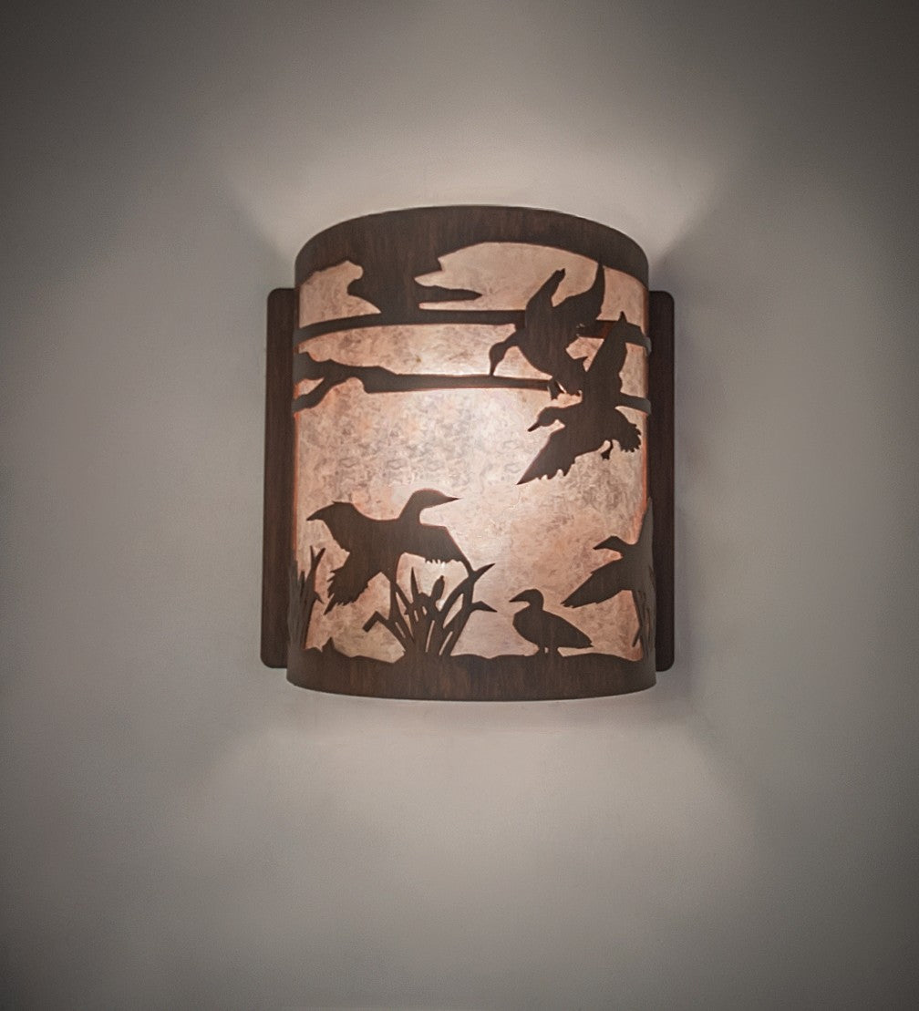 Meyda Tiffany - 277548 - One Light Wall Sconce - Ducks In Flight - Driftwood Brown