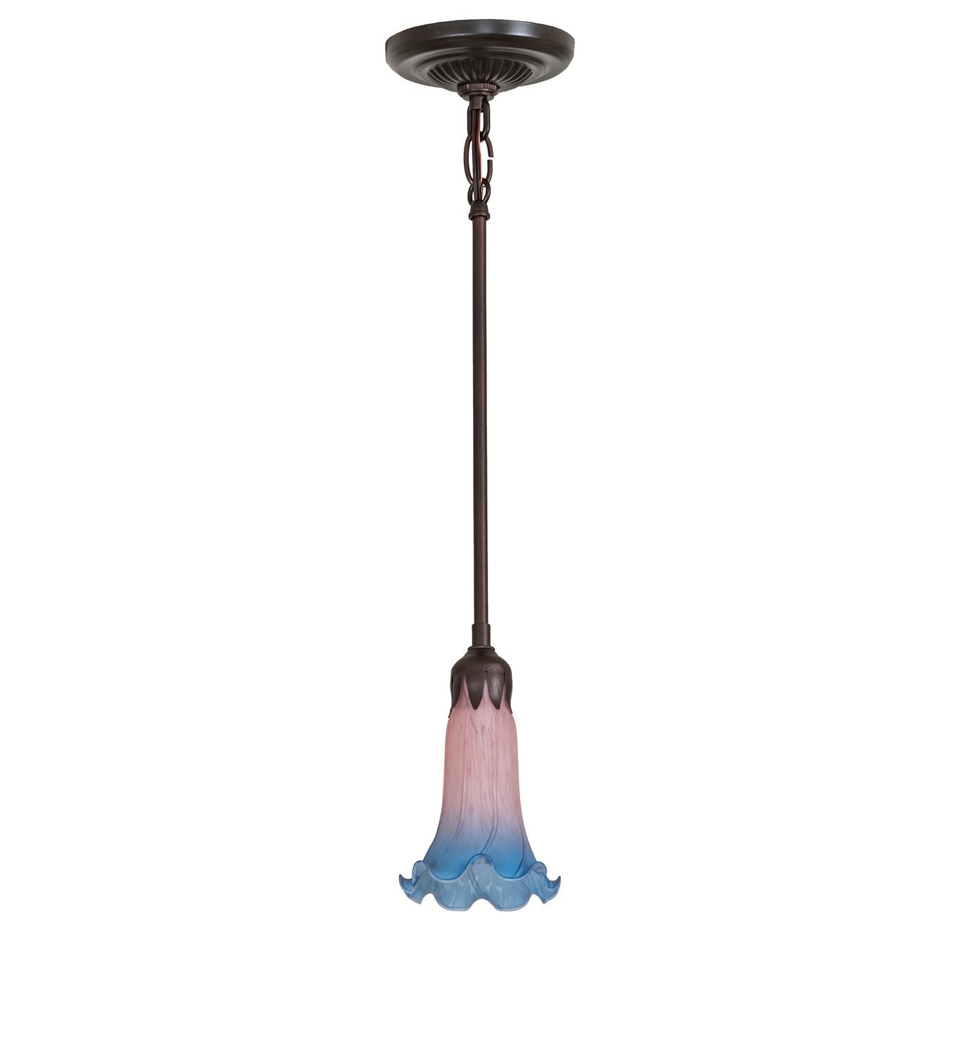 Meyda Tiffany - 278286 - One Light Mini Pendant - Pink/Blue Tiffany Pond Lily