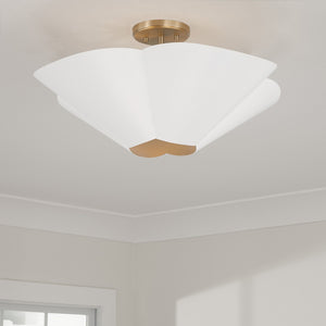 Capital Lighting - 355443RE - Four Light Pendant - Maeve - Matte Brass and White