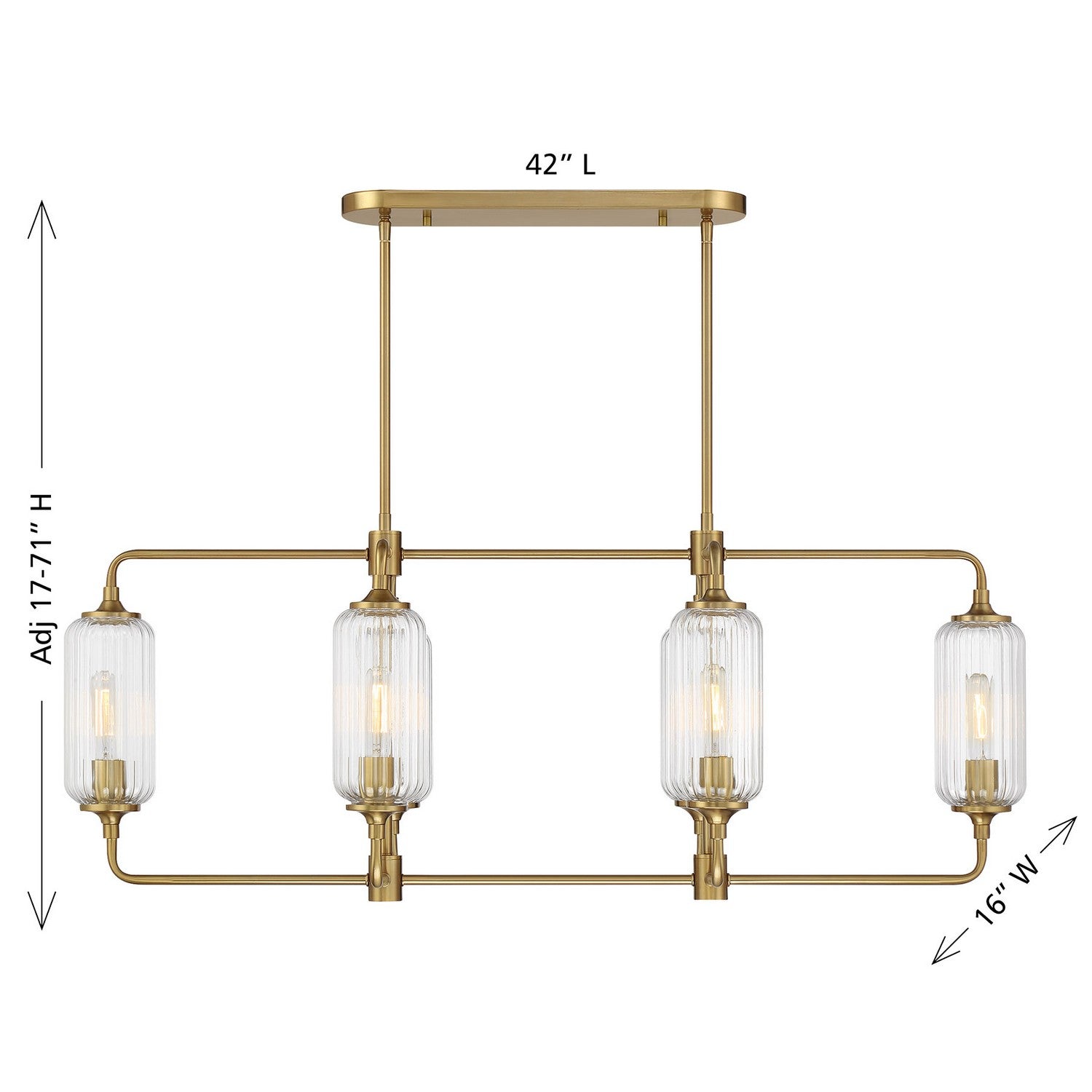 Savoy House - 1-3026-6-322 - Six Light Linear Chandelier - Holton - Warm Brass