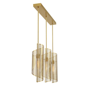 Savoy House - 1-8031-3-322 - Three Light Linear Chandelier - Hillbourne - Warm Brass