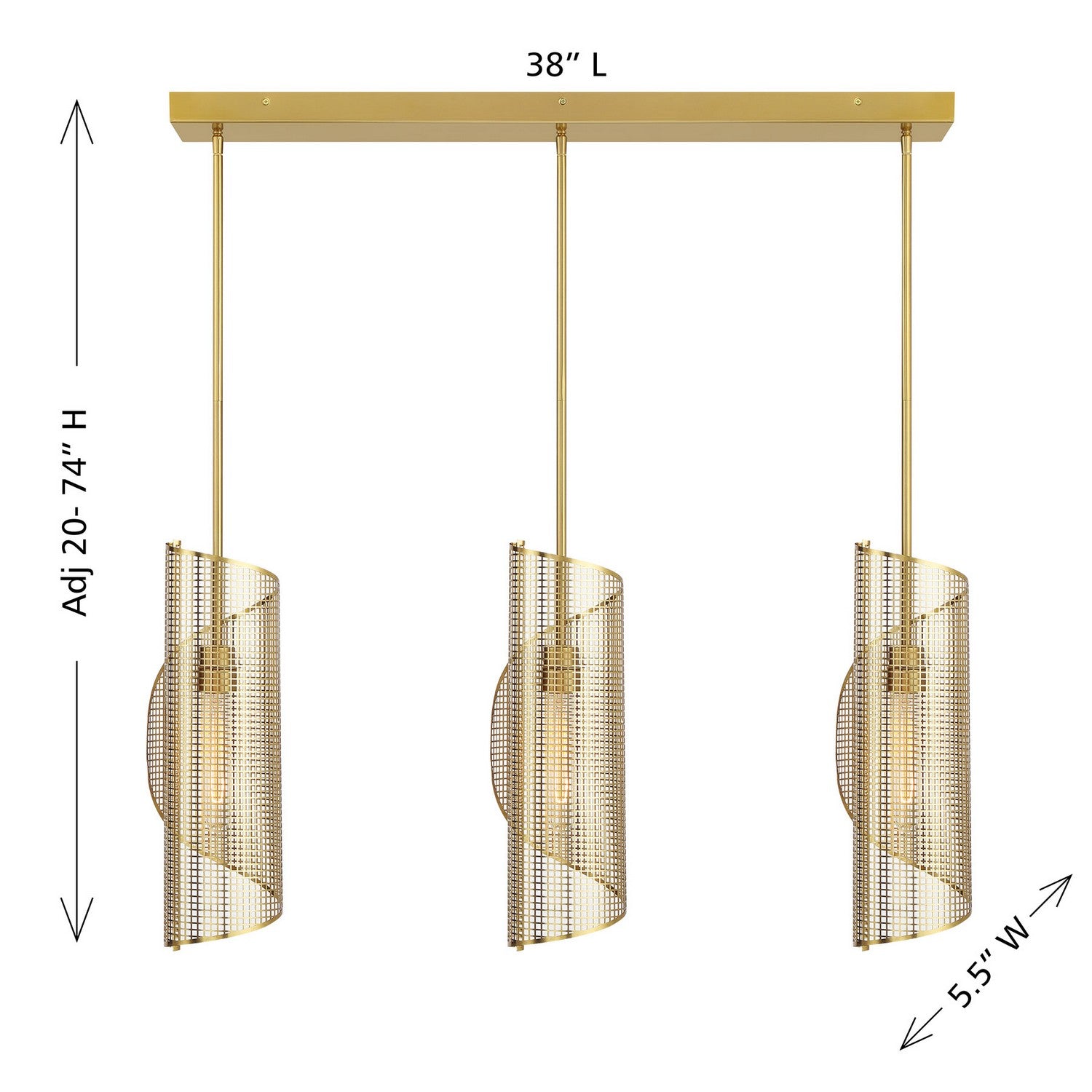 Savoy House - 1-8031-3-322 - Three Light Linear Chandelier - Hillbourne - Warm Brass