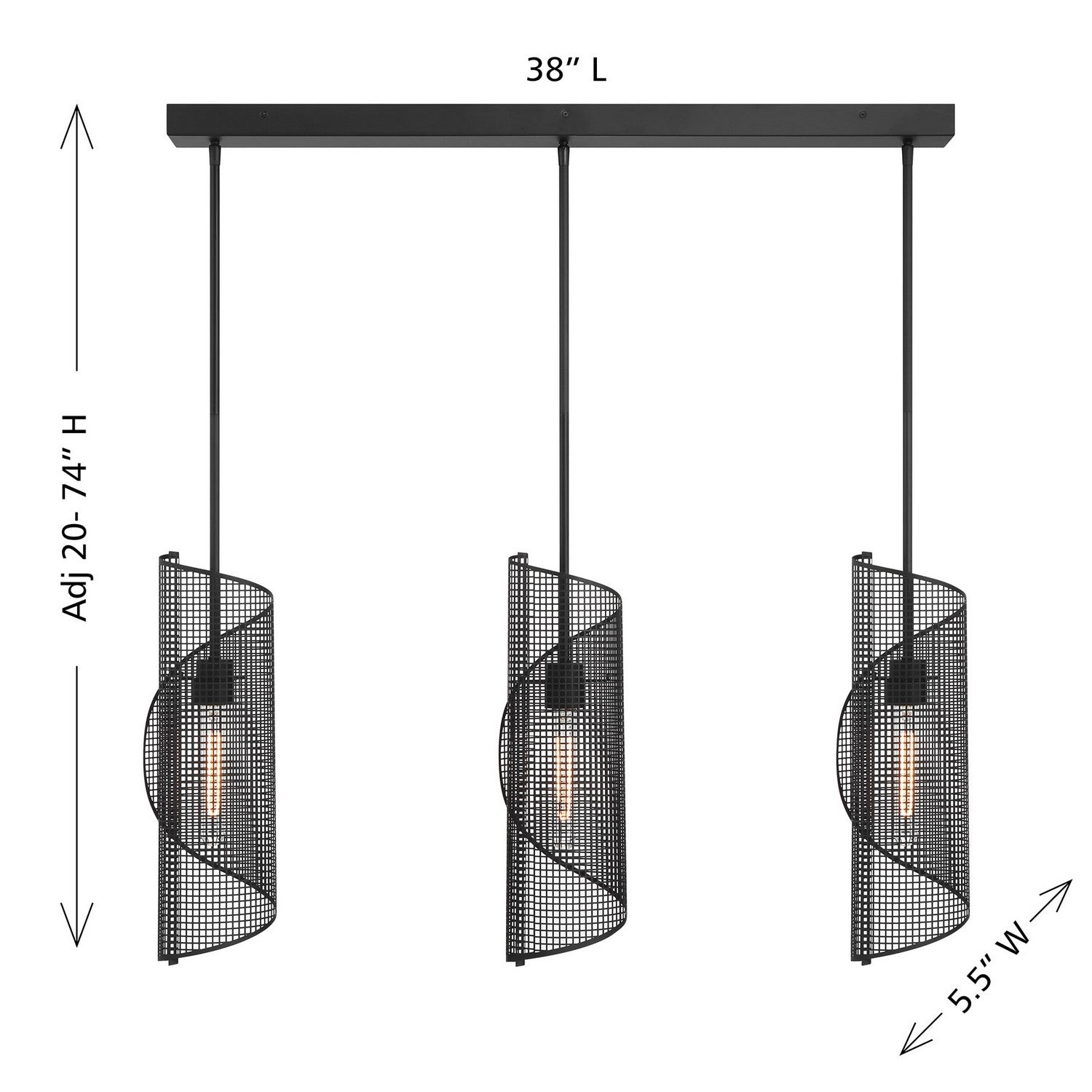 Savoy House - 1-8031-3-89 - Three Light Linear Chandelier - Hillbourne - Matte Black