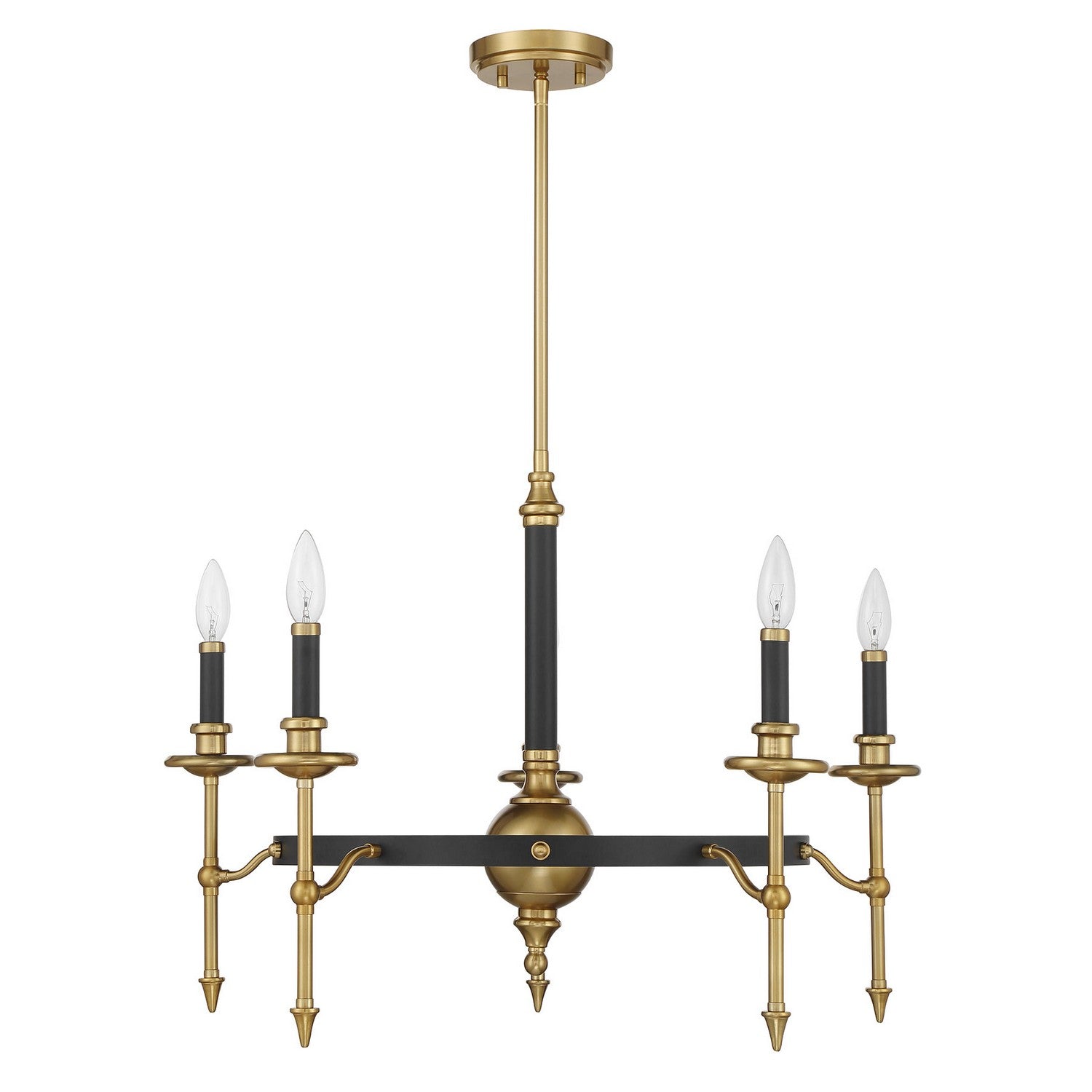 Savoy House - 1-9511-5-143 - Five Light Chandelier - Consulate - Matte Black and Warm Brass