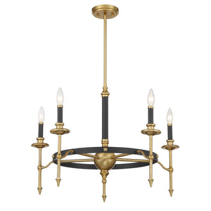 Savoy House - 1-9511-5-143 - Five Light Chandelier - Consulate - Matte Black and Warm Brass