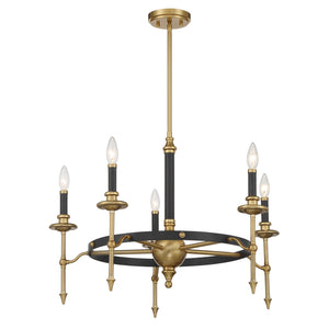 Savoy House - 1-9511-5-143 - Five Light Chandelier - Consulate - Matte Black and Warm Brass