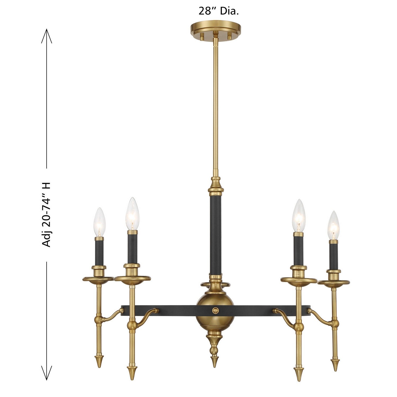 Savoy House - 1-9511-5-143 - Five Light Chandelier - Consulate - Matte Black and Warm Brass