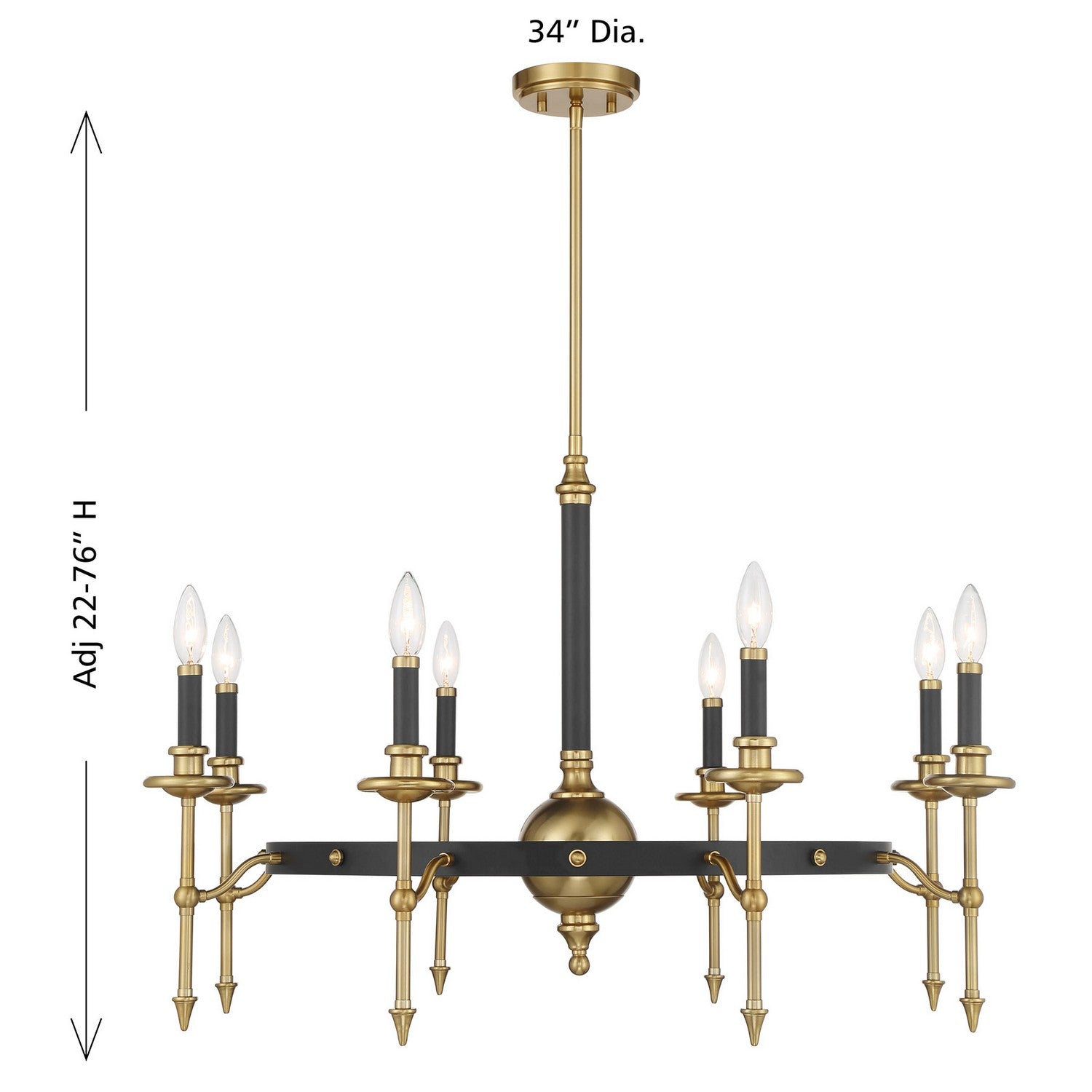 Savoy House - 1-9512-8-143 - Eight Light Chandelier - Consulate - Matte Black and Warm Brass