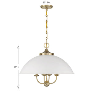 Savoy House - 7-1725-4-142 - Four Light Pendant - Monterey - White and Warm Brass