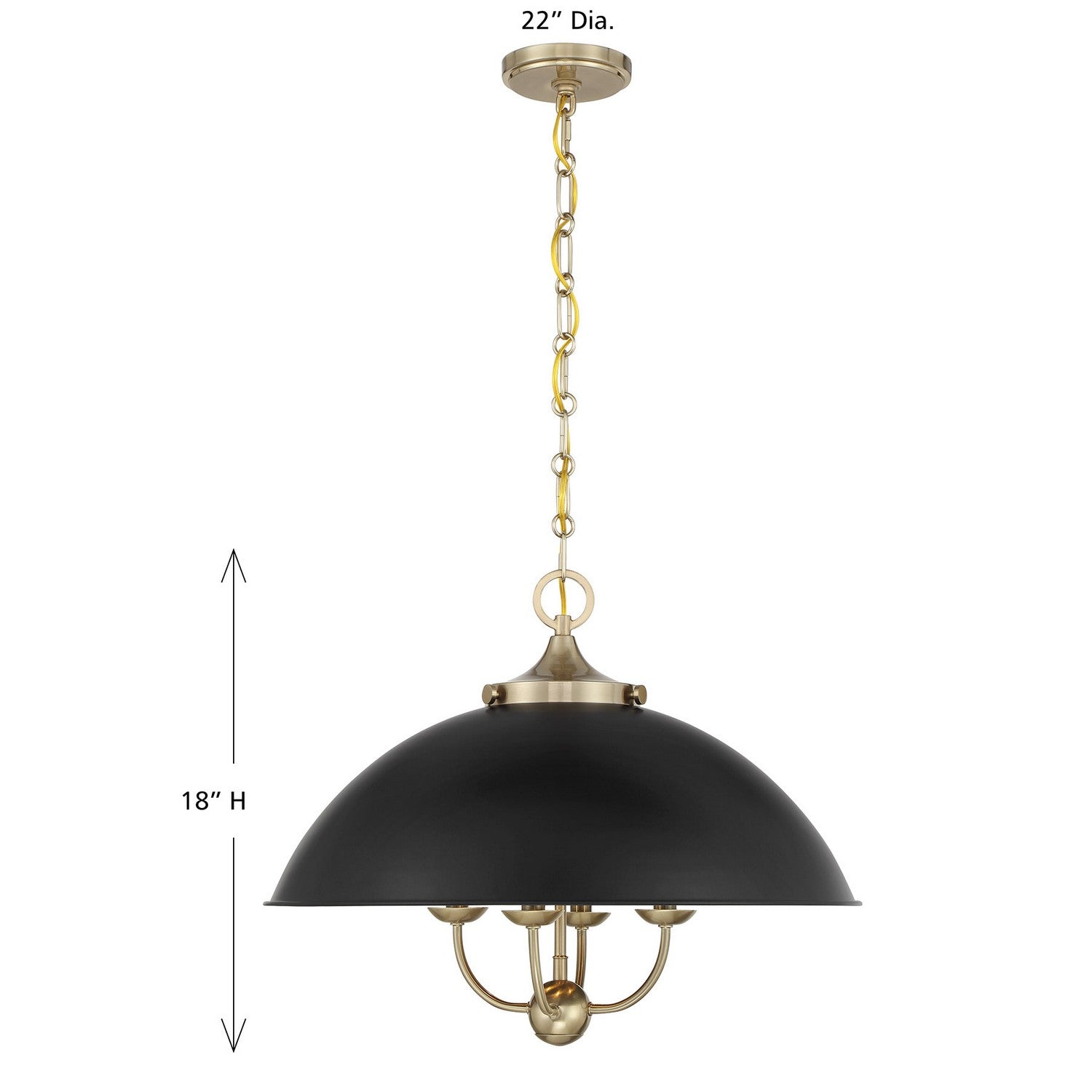 Savoy House - 7-1725-4-143 - Four Light Pendant - Monterey - Matte Black and Warm Brass