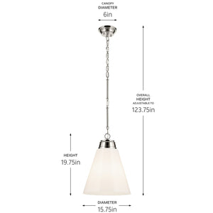 Kichler - 52662PN - One Light Pendant - Marsailli - Polished Nickel