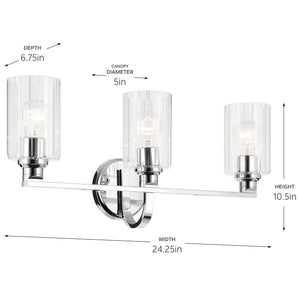 Kichler - 55226CHFLU - Three Light Bath - Gioe - Chrome