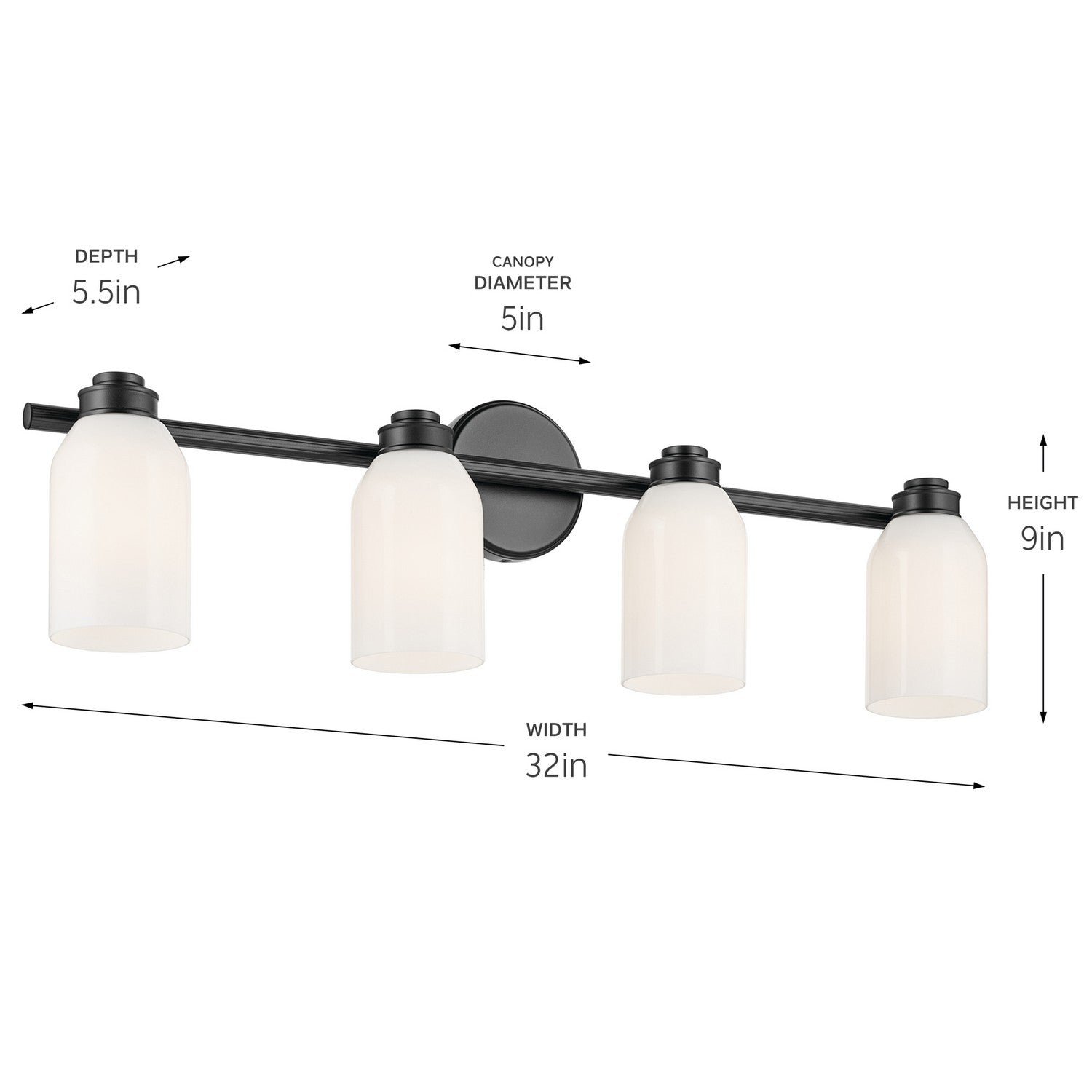 Kichler - 55203BK - Four Light Bath - Shae - Black