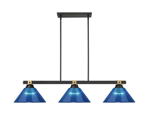 Z-Lite - 1955-3MB-RB-ARDB - Three Light Billiard - Bronte - Matte Black + Rubbed Brass