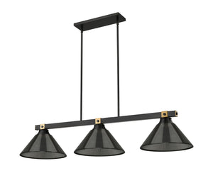 Z-Lite - 1955-3MB-RB-ARS - Three Light Billiard - Bronte - Matte Black + Rubbed Brass