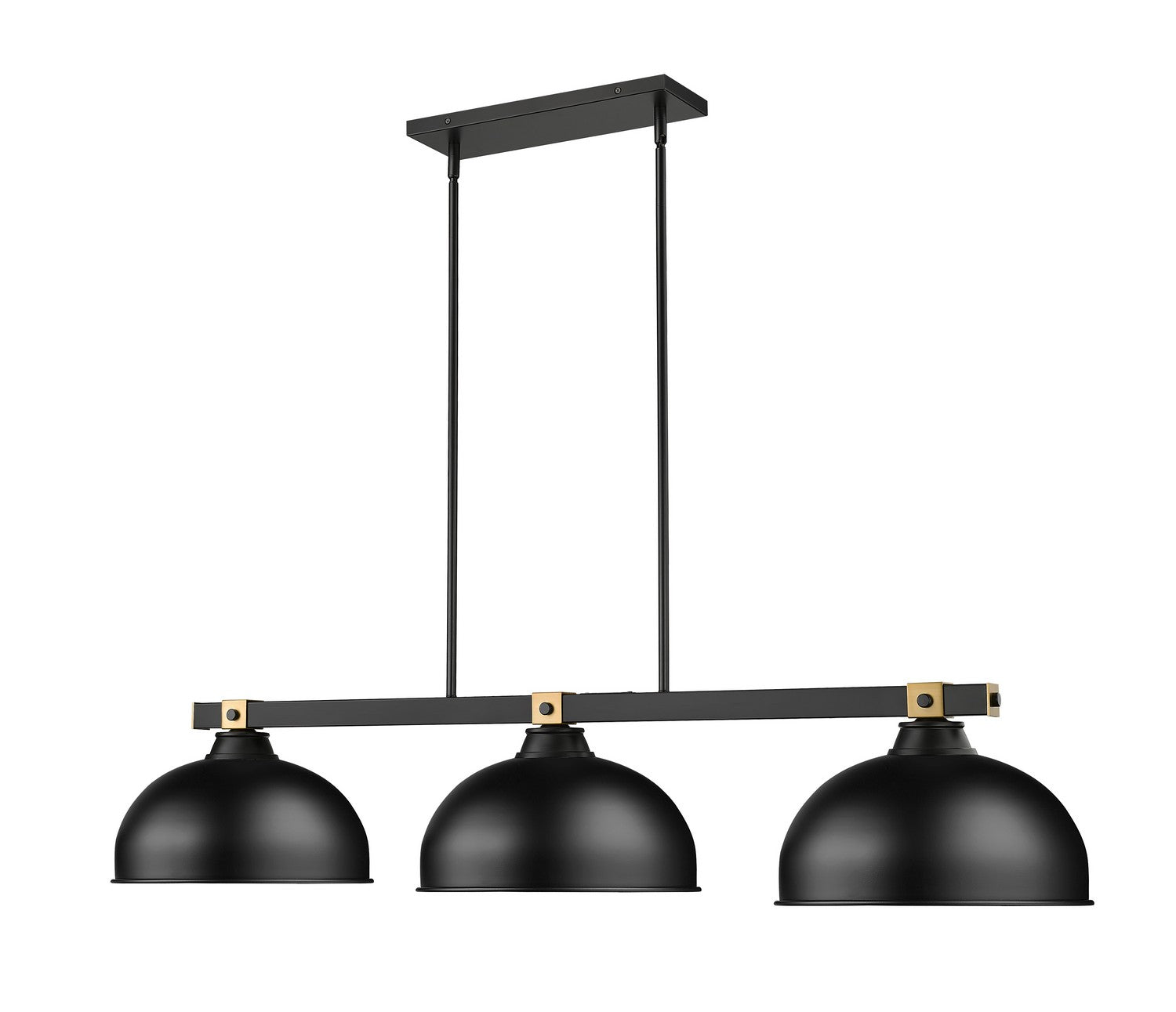 Z-Lite - 1955-3MB-RB-D13MB - Three Light Billiard - Bronte - Matte Black + Rubbed Brass