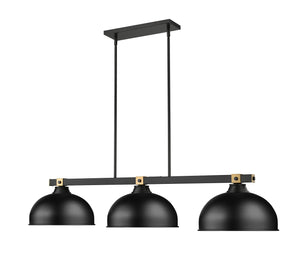 Z-Lite - 1955-3MB-RB-D13MB - Three Light Billiard - Bronte - Matte Black + Rubbed Brass