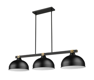 Z-Lite - 1955-3MB-RB-D13MB - Three Light Billiard - Bronte - Matte Black + Rubbed Brass