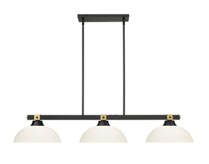 Z-Lite - 1955-3MB-RB-DMO14 - Three Light Billiard - Bronte - Matte Black + Rubbed Brass